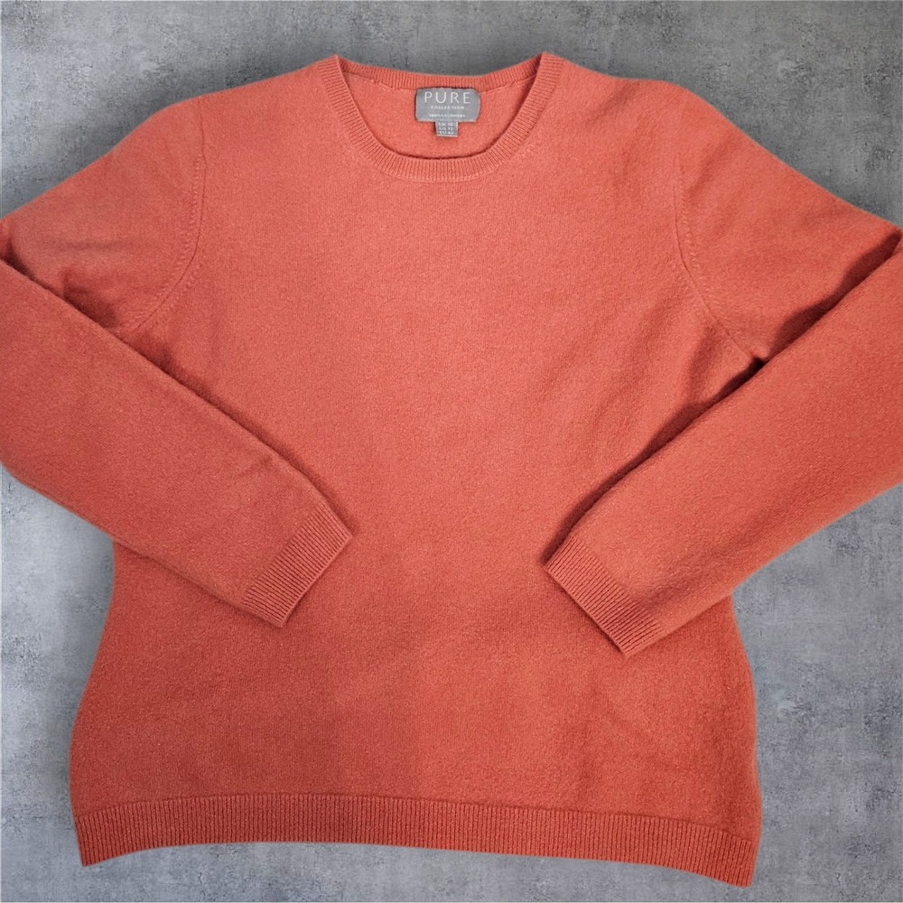 Pure Collection 100% Cashmere Crew Neck Sweater Coral Women's 12 G82